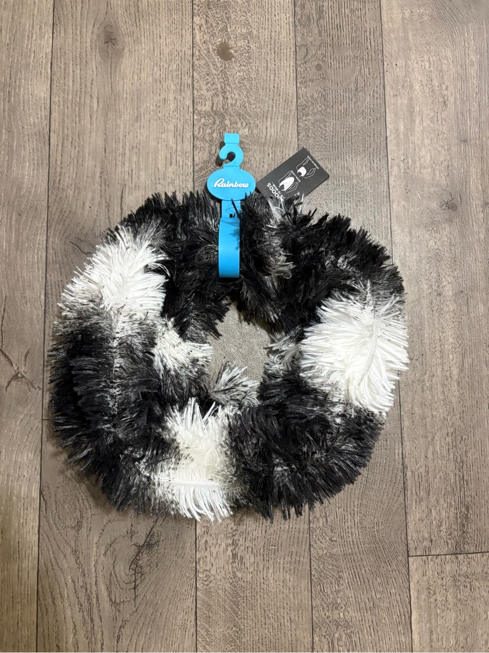 Rainbow Brand Black & White Faux Fur Neck Wrap Scarf Snood